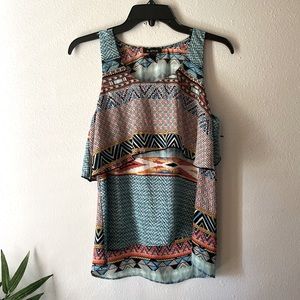 Cute Patterned Sleeveless Blouse